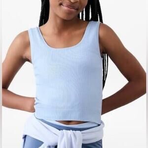 Athleta Girl Rise Above Rib Crop Tank Pink Med 8-10